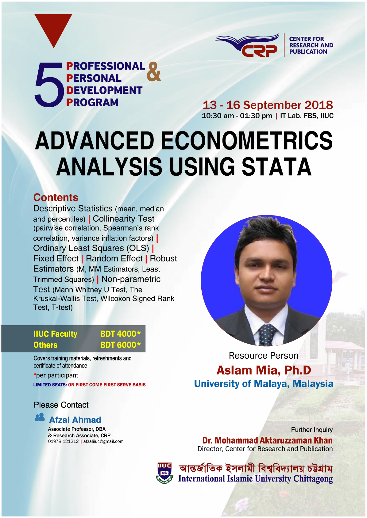 5th CRP Workshop on STATA September-2018